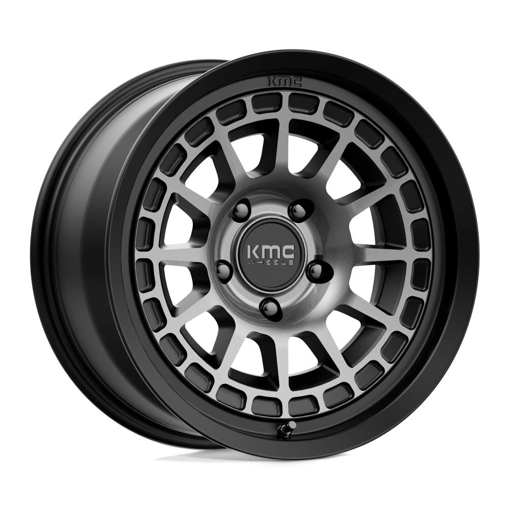 17X8.5 KMC KM719 CANYON SATIN BLACK W/ GRAY TINT 5X127