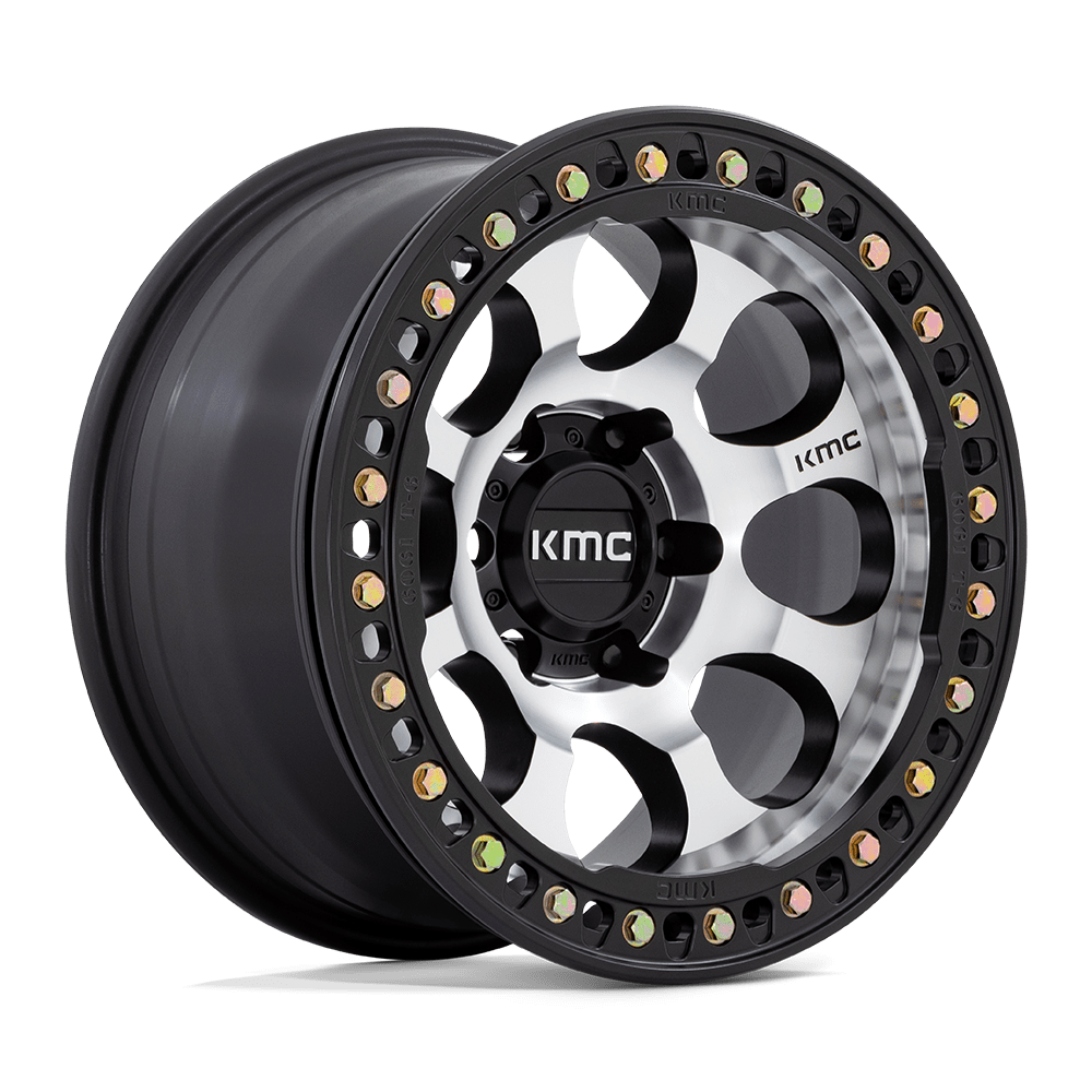 17X9 KMC KM237 RIOT BEADLOCK MACH SATIN BLACK WINDOW & RING 6X139.7