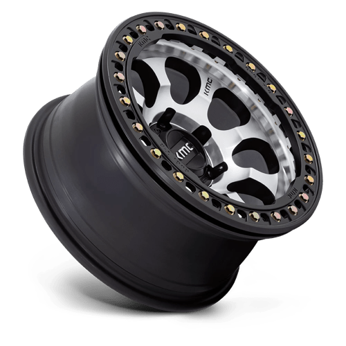 17X9 KMC KM237 RIOT BEADLOCK MACH SATIN BLACK WINDOW & RING 5X127