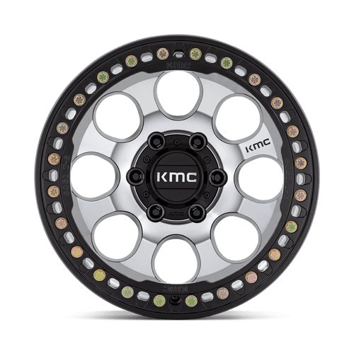 17X8.5 KMC KM237 RIOT BEADLOCK MACH SATIN BLACK WINDOW & RING 6X135