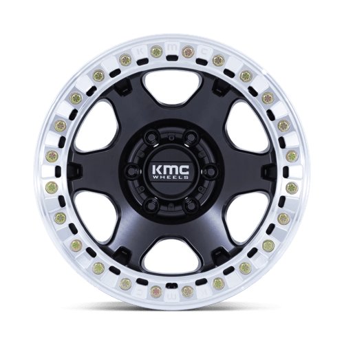 17X9 KMC KM238 VI BEADLOCK SATIN BLACK W/ MACHINED RING 8X170