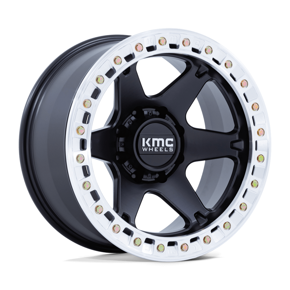 20X10 KMC KM238 VI BEADLOCK SATIN BLACK W/ MACHINED RING BLANK