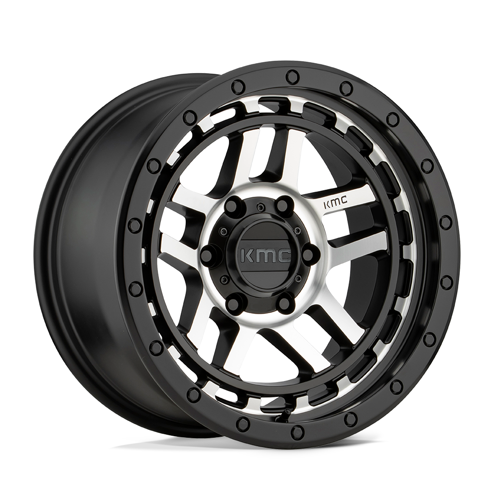 17X8.5 KMC KM540 RECON SATIN BLACK MACHINED 6X139.7