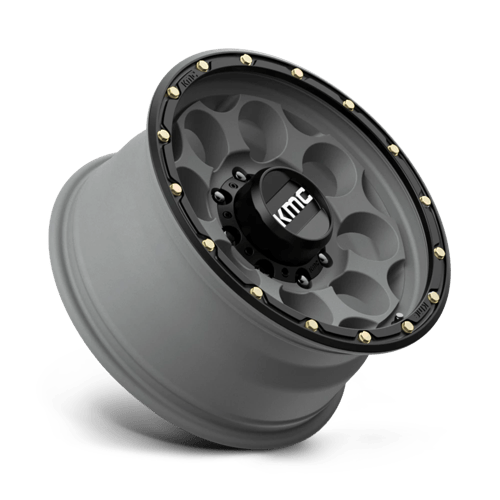 17X8.5 KMC KM541 DIRTY HARRY SATIN GRAY W/ BLACK LIP 8X165.1