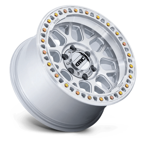 17X9 KMC KM549 GRS RIMS - GLOSS SILVER W/ MACHINED FACE 6X139.7