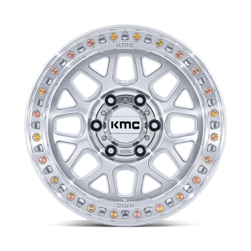 17X8.5 KMC KM549 GRS RIMS - GLOSS SILVER W/ MACHINED FACE 8X165.1
