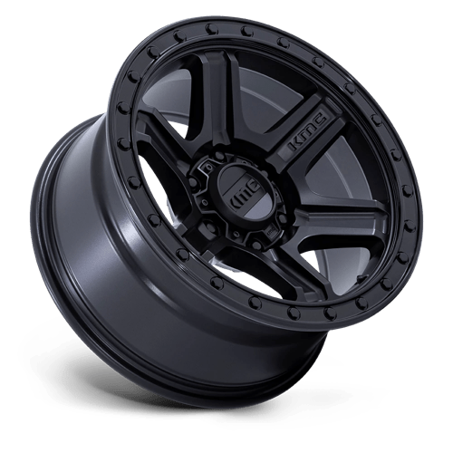17X8.5 KMC KM551 OUTRUN MATTE BLACK W/ GLOSS BLACK LIP 5X127