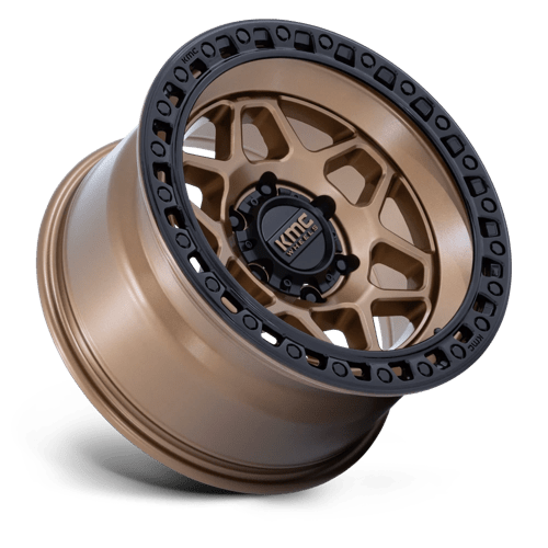 17X8.5 KMC KM553 TORX MATTE BRONZE W GLOSS BLACK LIP 6X135
