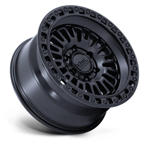 17X8.5 KMC KM554 AZTEC MATTE BLACK W/ GLOSS BLACK LIP 6X114.3