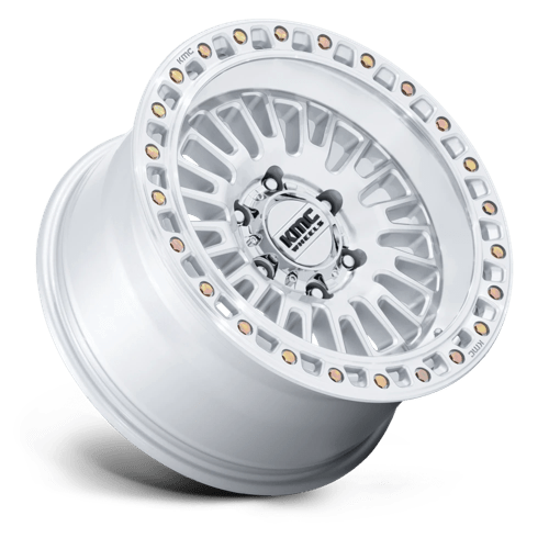17X8.5 KMC KM554 AZTEC GLOSS SILVER W/ MACHINED FACE 6X139.7