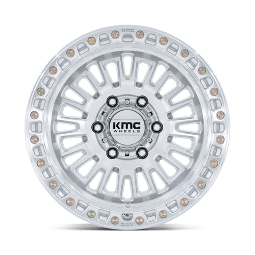 17X8.5 KMC KM554 AZTEC GLOSS SILVER W/ MACHINED FACE 6X135