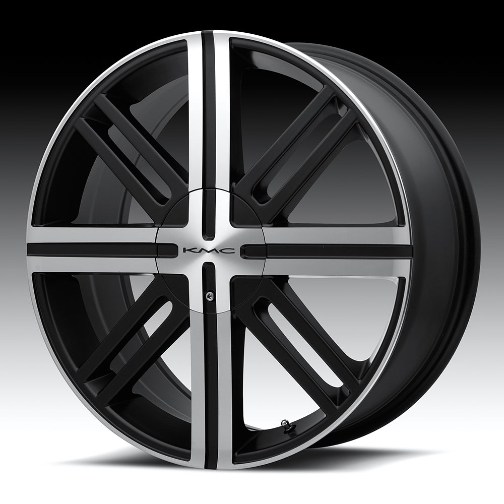 18X7 KMC KM675 SPLICE SATIN BLACK W/ MACHINED FACE 5X100/5X115