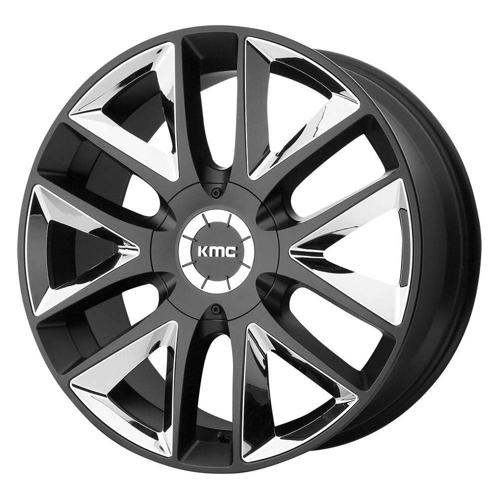 22X9.5 KMC KM710 TAKEDOWN SATIN BLACK W/ CHROME INSERTS 6X135/6X139.7