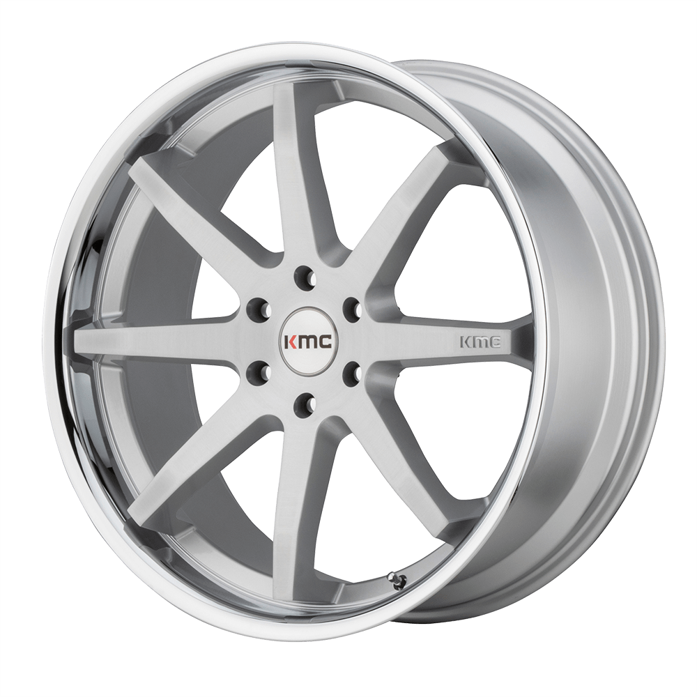 20X9 KMC KM715 REVERB BRUSHED SILVER W/ CHROME LIP 5X120