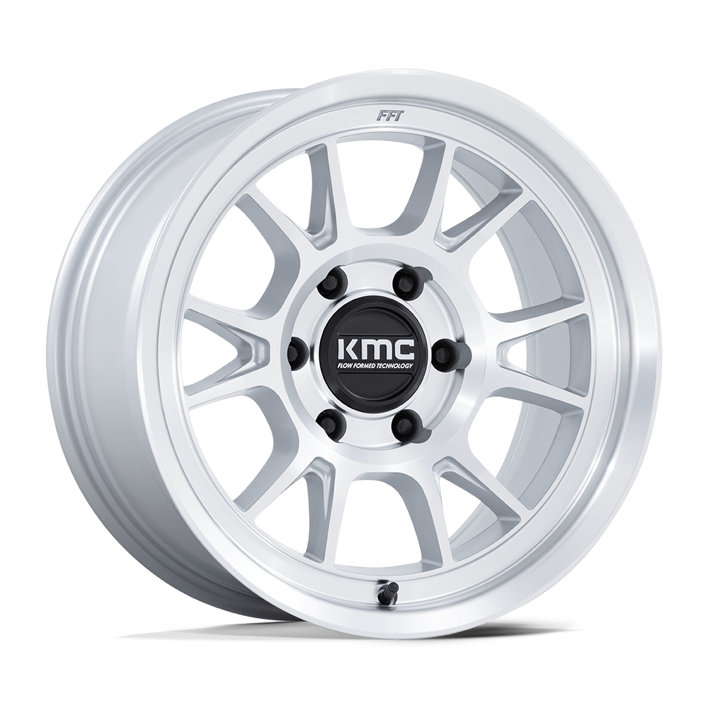 17X8.5 KMC KM729 RANGE GLOSS SILVER W/ MACHINED FACE 5X150