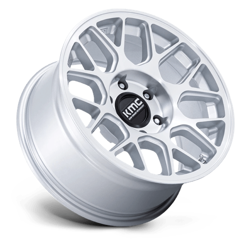 17X8.5 KMC KM730 HATCHET GLOSS SILVER W/ MACHINED FACE 6X139.7