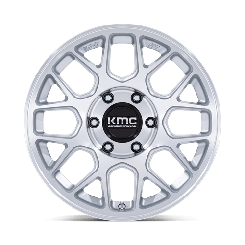 17X8.5 KMC KM730 HATCHET GLOSS SILVER W/ MACHINED FACE 6X135