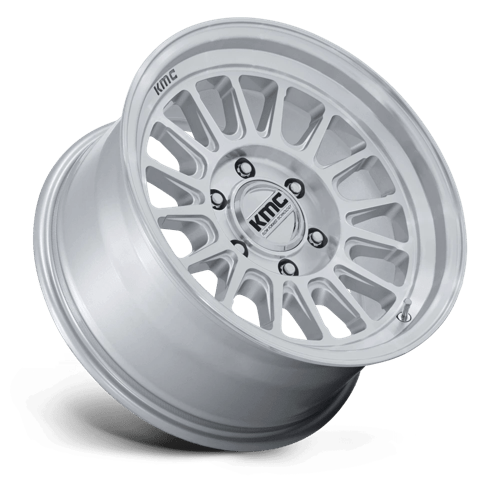 17X8.5 KMC KM733 IMPACT FFT GLOSS SILVER W/ MACHINED FACE 6X139.7