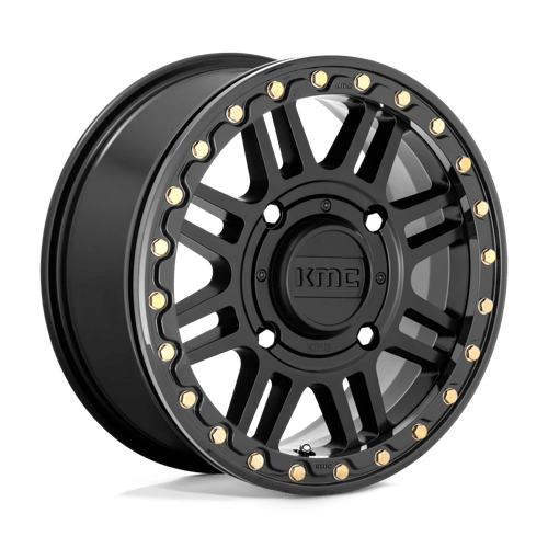 15X10 KMC Powersports KS250 CAGE BEADLOCK SATIN BLACK W/ GLOSS BLACK RG 4X137