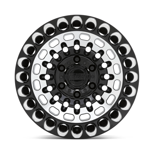 17" Black Rhino Hard Alloys LABYRINTH GLOSS BLACK W MACH FACE & MILL 6X114.3