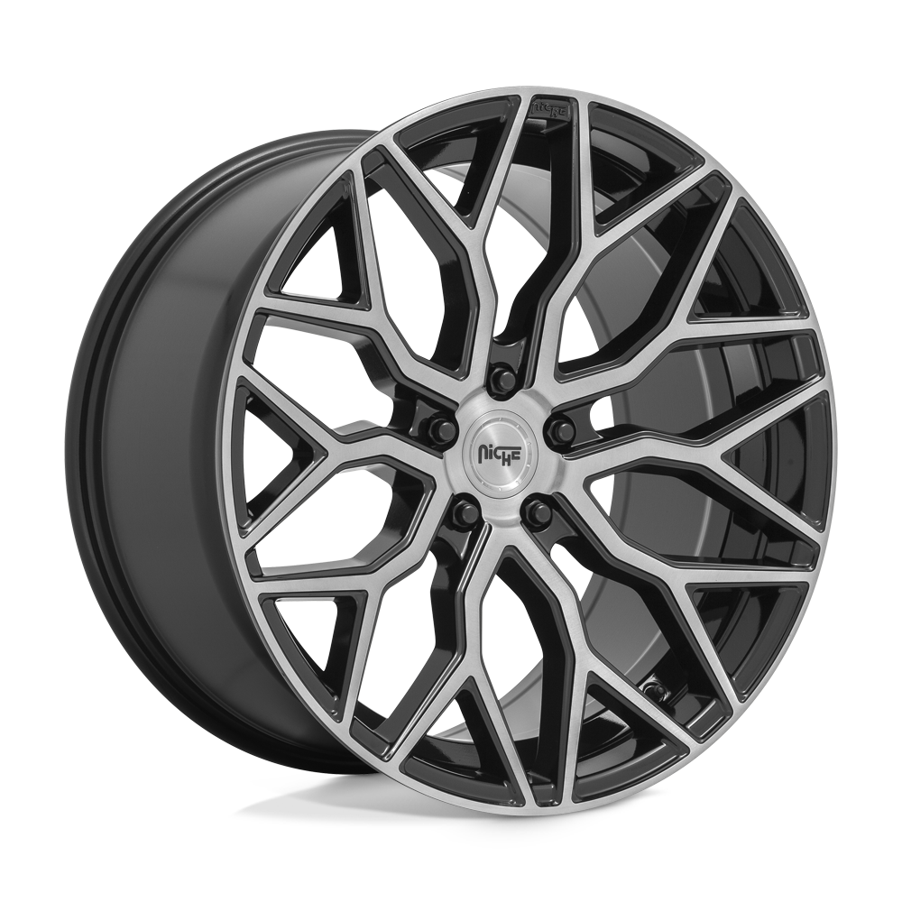 19X8.5 Niche 1PC M262 MAZZANTI GLOSS BLACK BRUSHED FACE 5X114.3