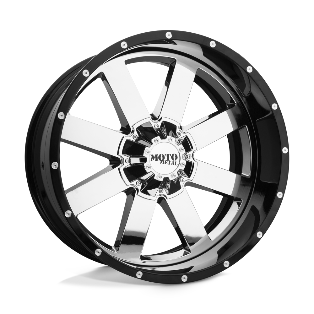 22X12 Moto Metal MO200 CHROME CENTER W/ CHROME BRL 8X180