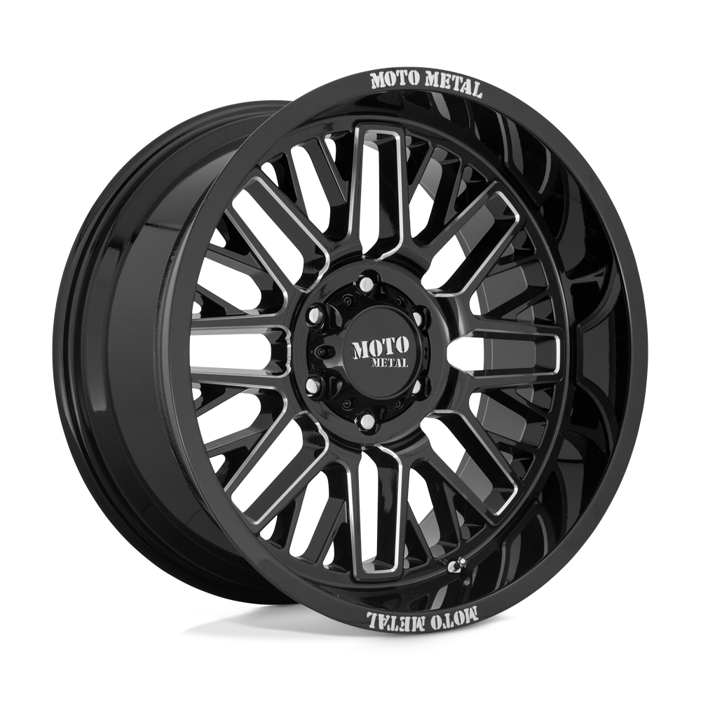 20X9 Moto Metal MO802 WARLOCK GLOSS BLACK MILLED 8X180