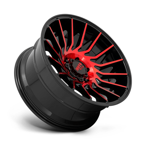 22X12 Moto Metal MO807 GLOSS BLACK MACH W/ RED TINT 8X170