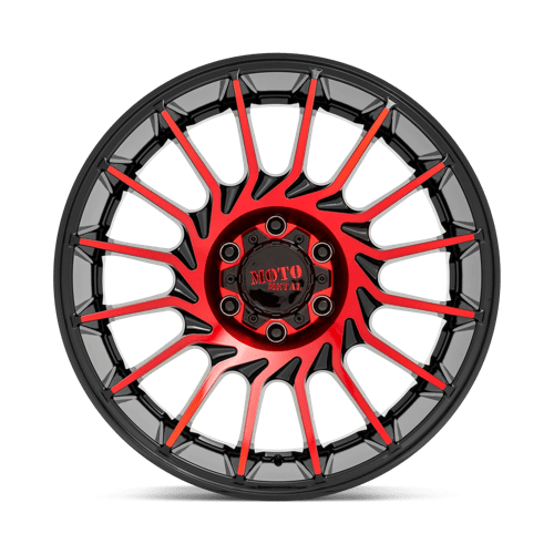 22X12 Moto Metal MO807 GLOSS BLACK MACH W/ RED TINT 8X170