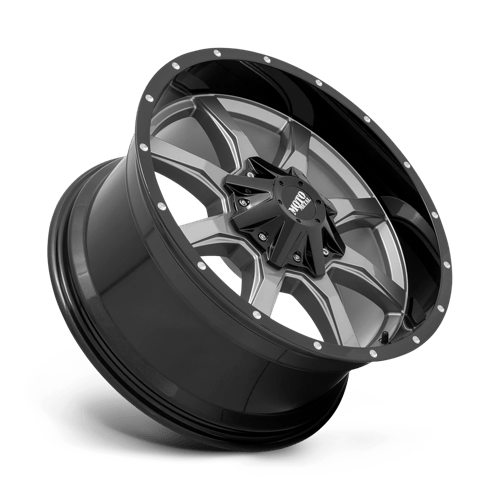 18X9 Moto Metal MO970 RIMS - GLOSS GRAY CENTER W/ G-BLK LIP 6X135/6X139.7