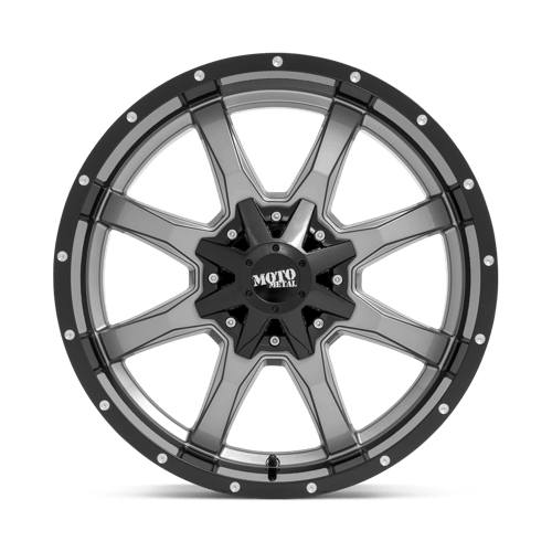 18X10 Moto Metal MO970 GLOSS GREY CENTER W GL-BLK LIP 6X135/6X139.7