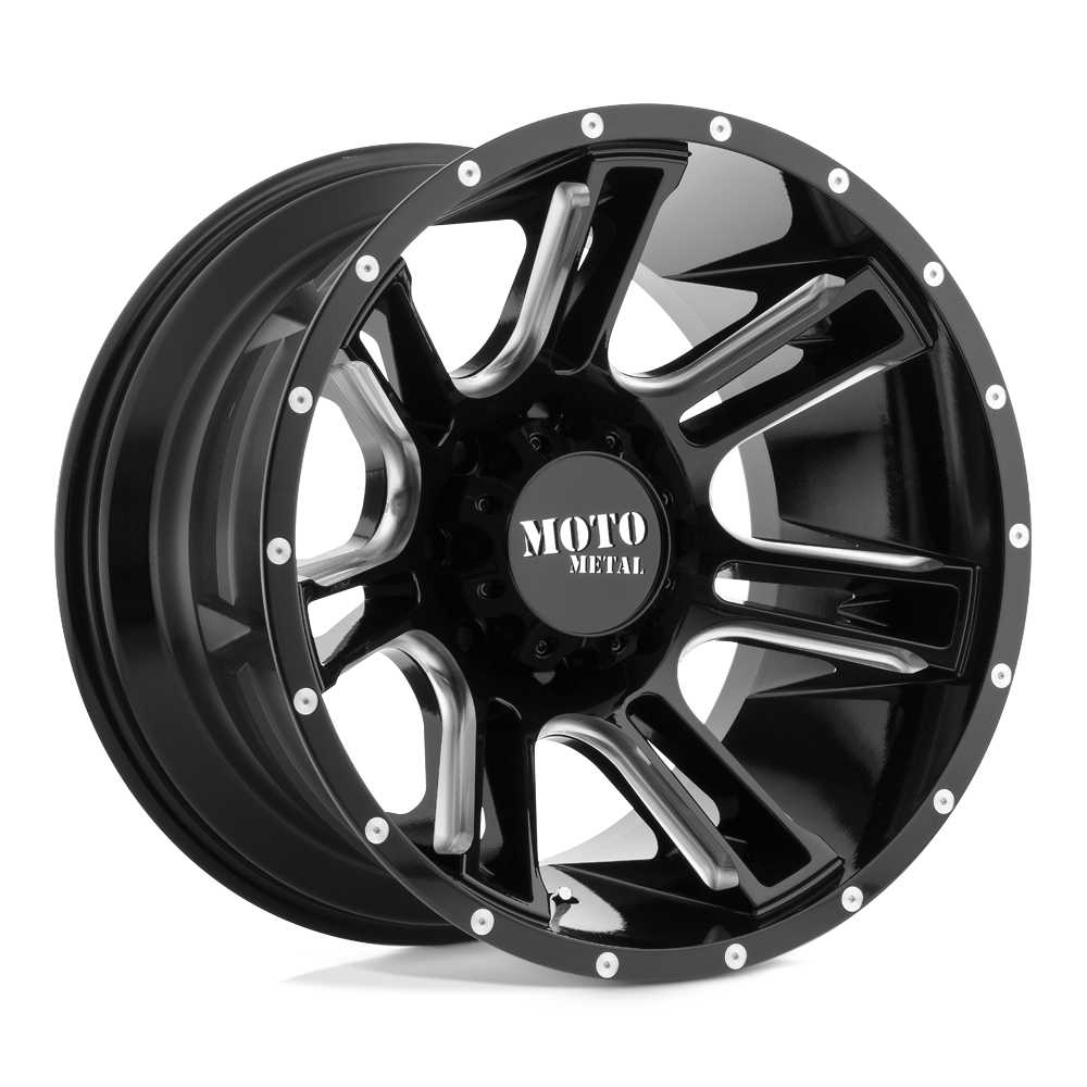 20X9 Moto Metal MO982 AMP GLOSS BLACK MILLED 6X139.7