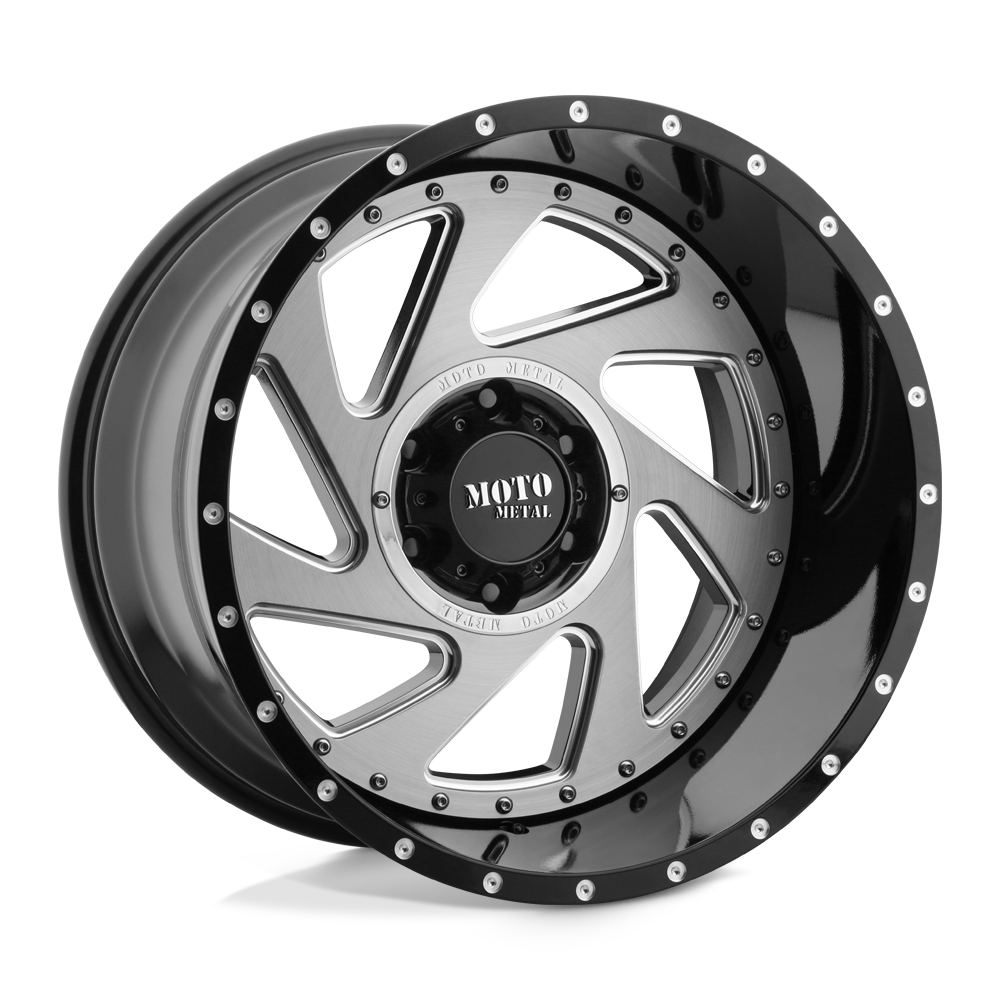 20X12 Moto Metal MO989 CHANGE UP GLOSS BLACK MILL BRUSH INSERTS 5X127