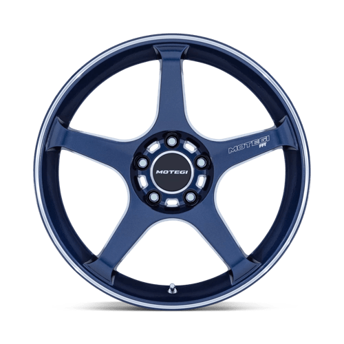 18X8.5 Motegi MR159 BATTLE V OBSIDIAN BLUE MACH LIP STRIPE 5X120