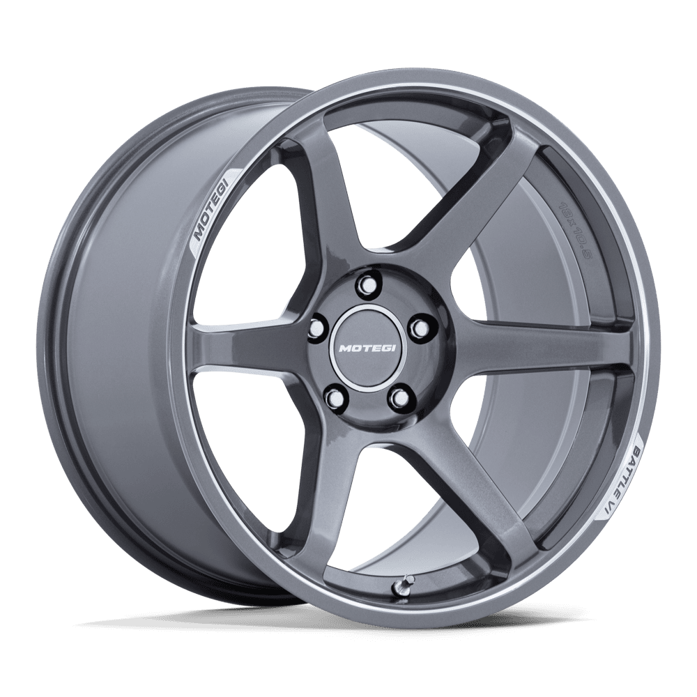 18X9.5 Motegi MR160 BATTLE VI GLOSS GUNZILLA W/ MACHINED LIP 5X114.3