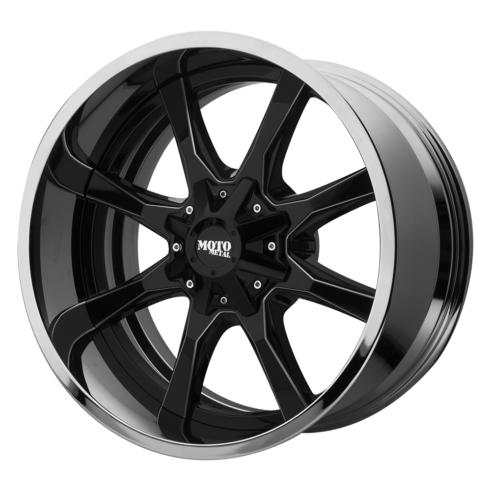 22X12 Moto Metal MO201 GLOSS BLACK MILLED CENTER W/ C 6X135