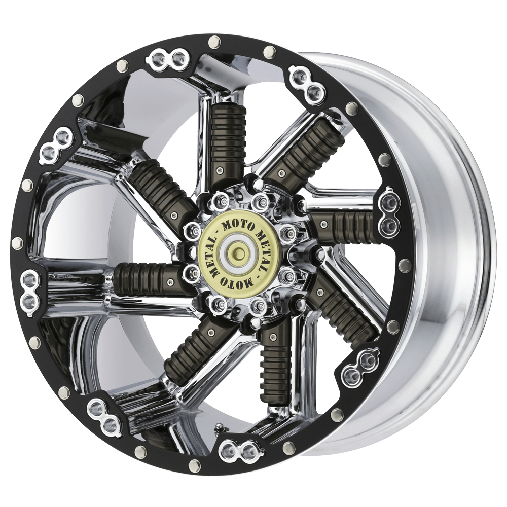 20X12 Moto Metal MO979 BUCKSHOT CHROME W/ GUN METAL INSERTS 6X139.7