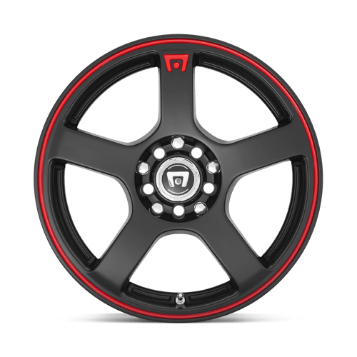 16X7 Motegi MR116 FS5 MATTE BLACK W/ RED STRIPE 5X100/5X114.3