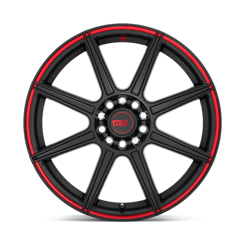 17X7 Motegi MR142 CS8 SATIN BLACK W/ RED STRIPE 5X112/5X114.3