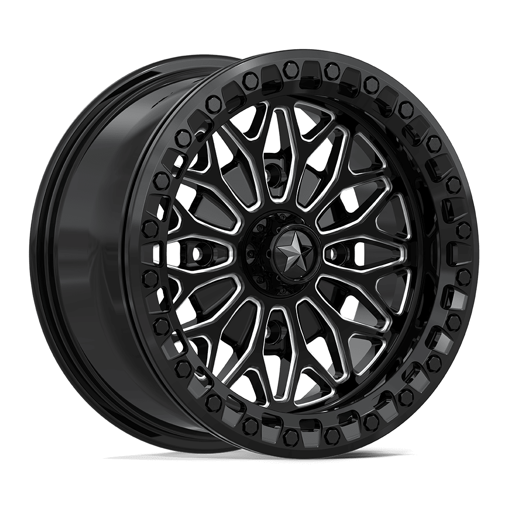 15X7 MSA Offroad Wheels MA53 BOLO UTV BEADLOCK GLOSS BLACK MILLED 4X137