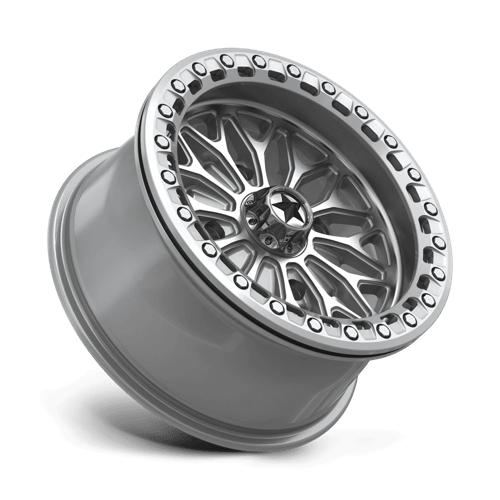 15X7 MSA Offroad Wheels MA53 BOLO UTV BEADLOCK GLOSS SILVER W/ MACHINED FACE 4X110