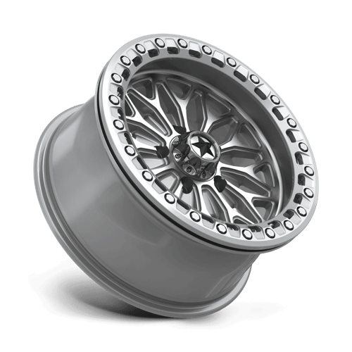 15X7 MSA Offroad Wheels MA53 BOLO UTV BEADLOCK GLOSS SILVER W/ MACHINED FACE 5X114.3