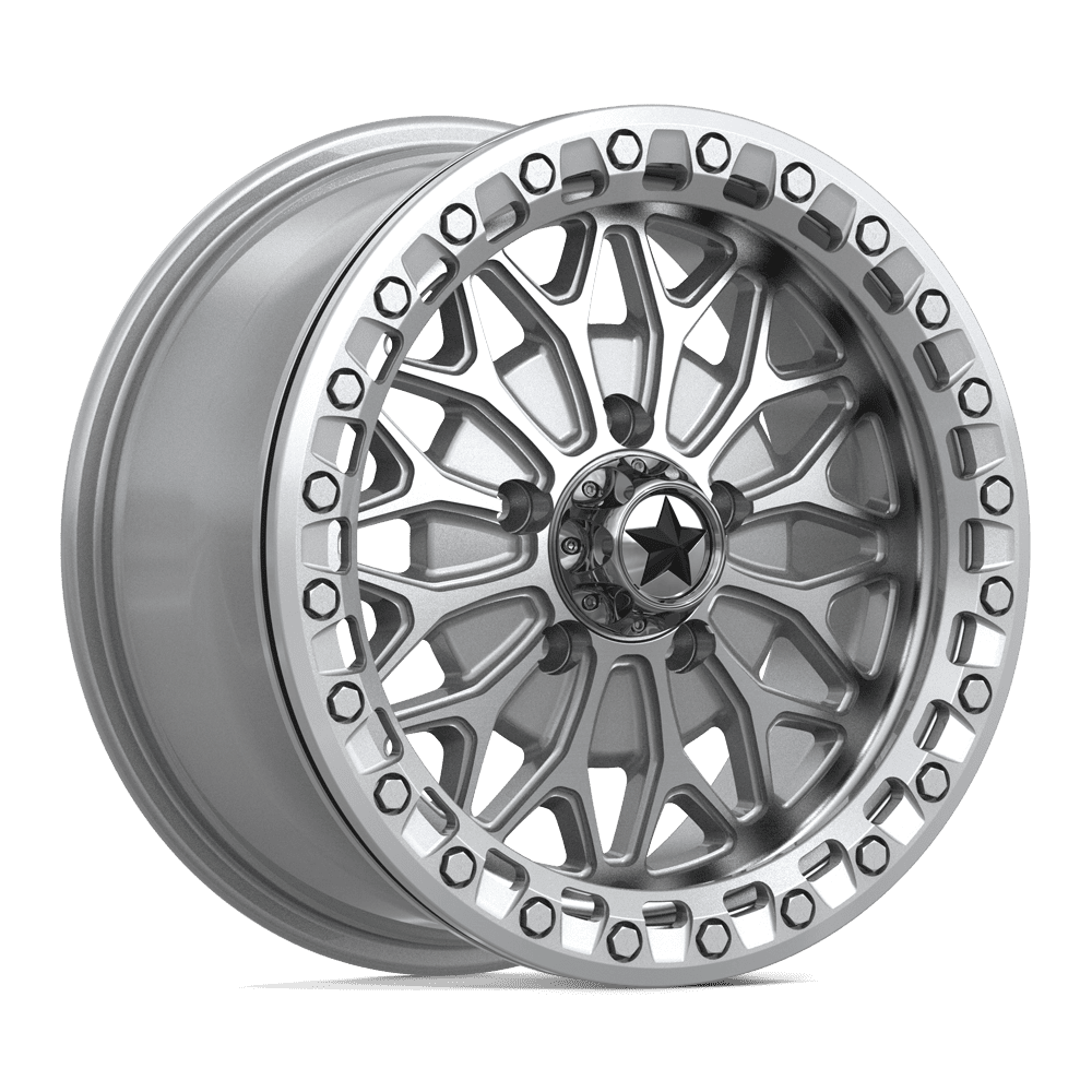 15X7 MSA Offroad Wheels MA53 BOLO UTV BEADLOCK GLOSS SILVER W/ MACHINED FACE 5X114.3