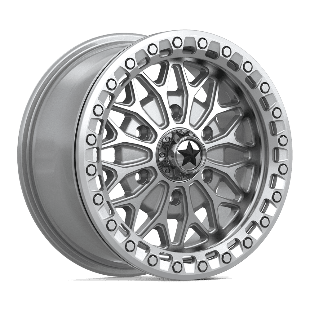 15X7 MSA Offroad Wheels MA53 BOLO UTV BEADLOCK GLOSS SILVER W/ MACHINED FACE 6X139.7