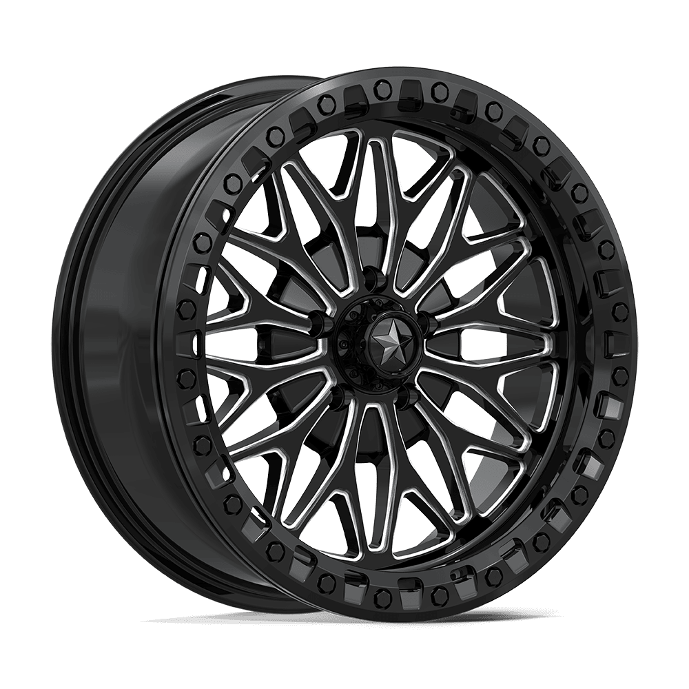 18X7 MSA Offroad Wheels MA53 BOLO UTV BEADLOCK GLOSS BLACK MILLED 5X114.3