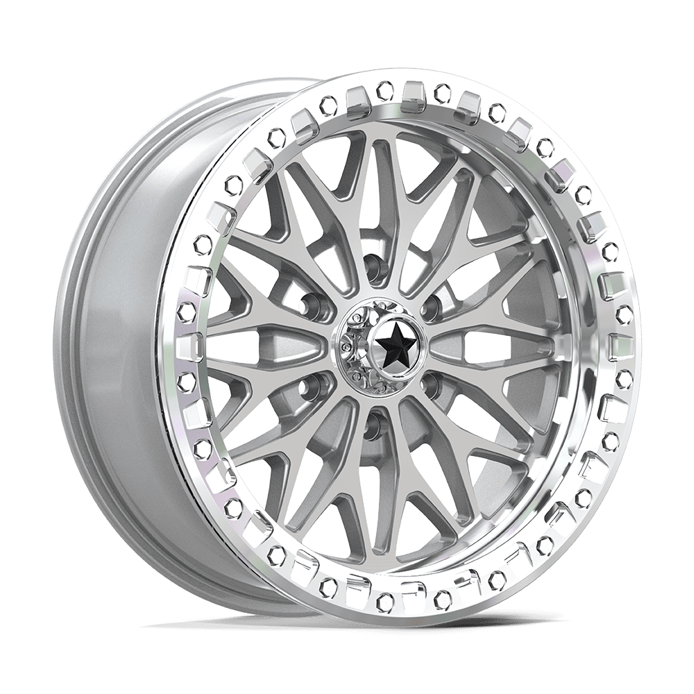 18X7 MSA Offroad Wheels MA53 BOLO UTV BEADLOCK GLOSS SILVER W/ MACHINED FACE 6X139.7
