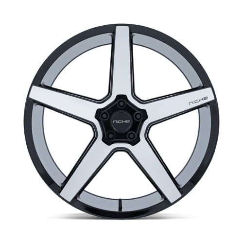 20X10.5 Niche 1PC NC283 MODENA GLOSS BLACK W/ MACHINED FACE 5X112