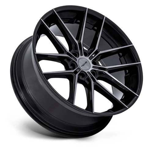 24X10 Niche 1PC NC280 PRODIGY 6 GLOSS BLACK DARK TINTED CLEAR 6X135
