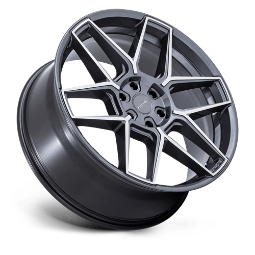 22X9.5 Niche 1PC NC281 RISE ANTHRACITE W/ MACHINED FACE 5X127