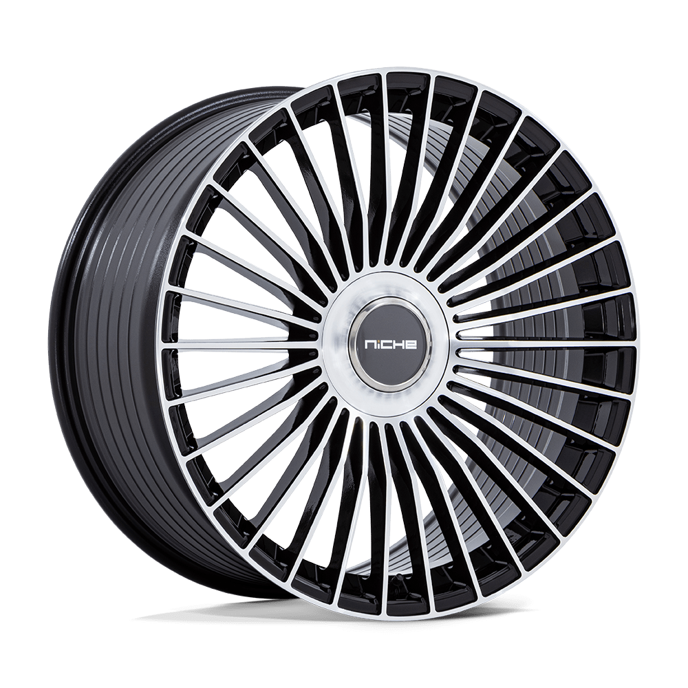24X10 Niche 1PC NC282 SERENE GLOSS BLACK W/ MACHINED FACE 6X135/6X139.7
